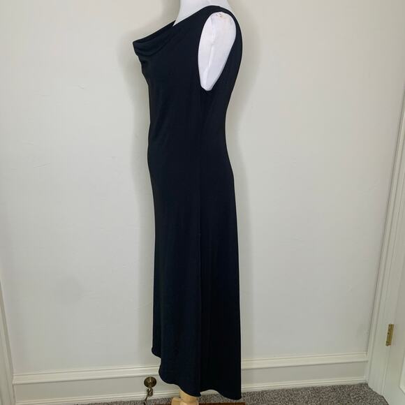 French Curve Black Draped Neck Back V Neck Sz Large - Picture 3 of 10